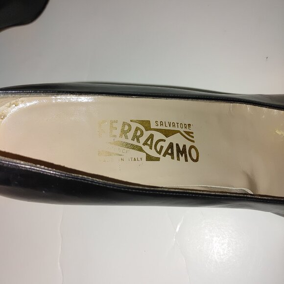 SALVATORE FERRAGAMO Woman's Leather Heels PUMPS Size 10 Pre-owned - Picture 5 of 6